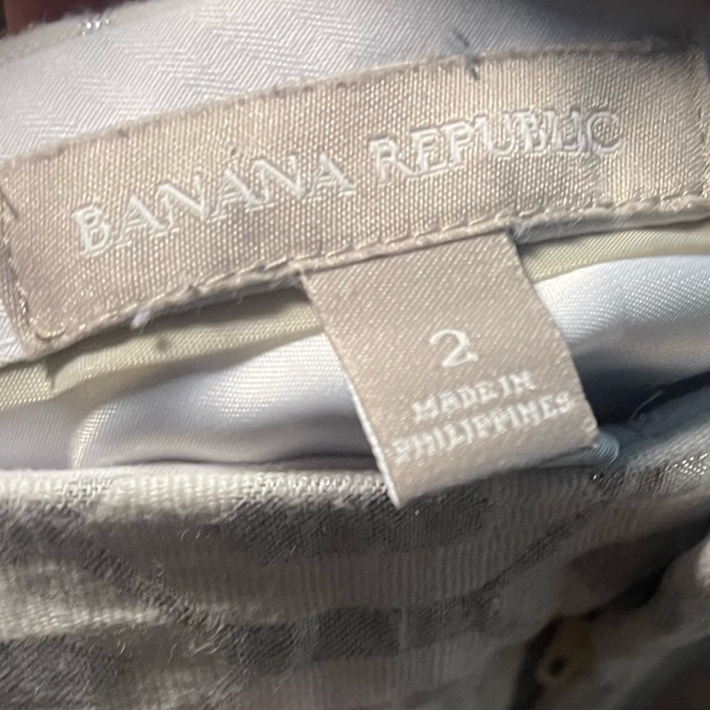 Banana Republic Metallic Jacquard Shorts cream Silver Luxe Resort Holiday Size 2 - Picture 6 of 6